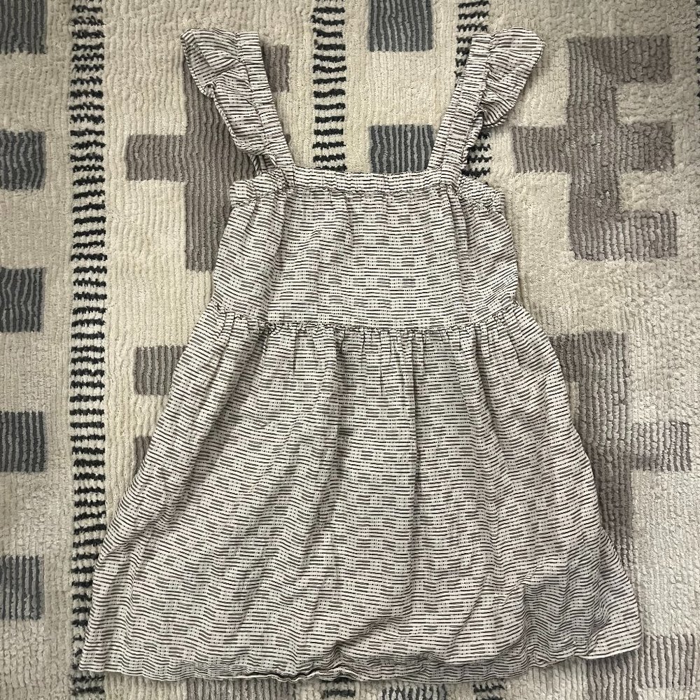 Madewell Ruffle Shoulder Tiered Mini Dress - Cream Pattern